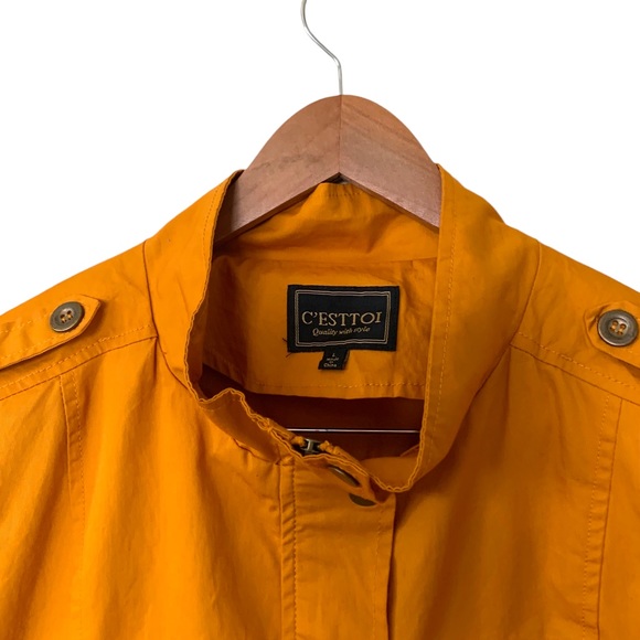 C’esttoi Mustard Jacket Women’s Large Lightweight Drawstring Waist - Picture 3 of 3